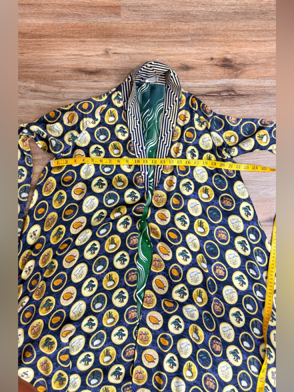 Sania Maskatiya M Luxury Long Kimono Duster Jacket Mixed Print Charmeuse - Picture 10 of 10